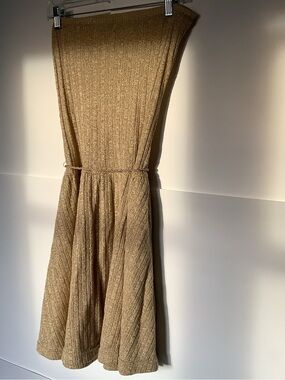 Free People Knit Gold Strapless Dress with Rope Tie Size Small